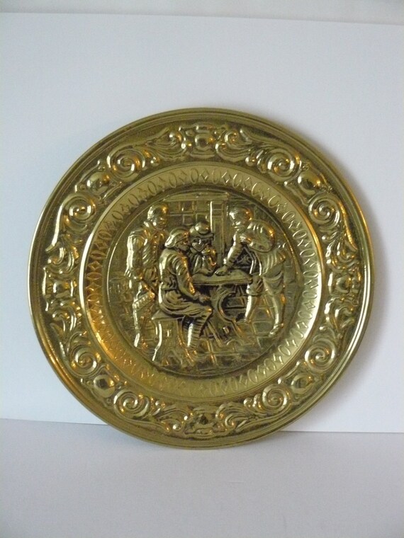 Hammered Brass Wall Plate Collectible Brass by Saltofmotherearth