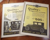 Two (2) Chevrolet 1925 ORIGINAL Large Auto Magazine Ads -not reprints- Featuring Artwork from George Harper - Chevrolet and Goodyear