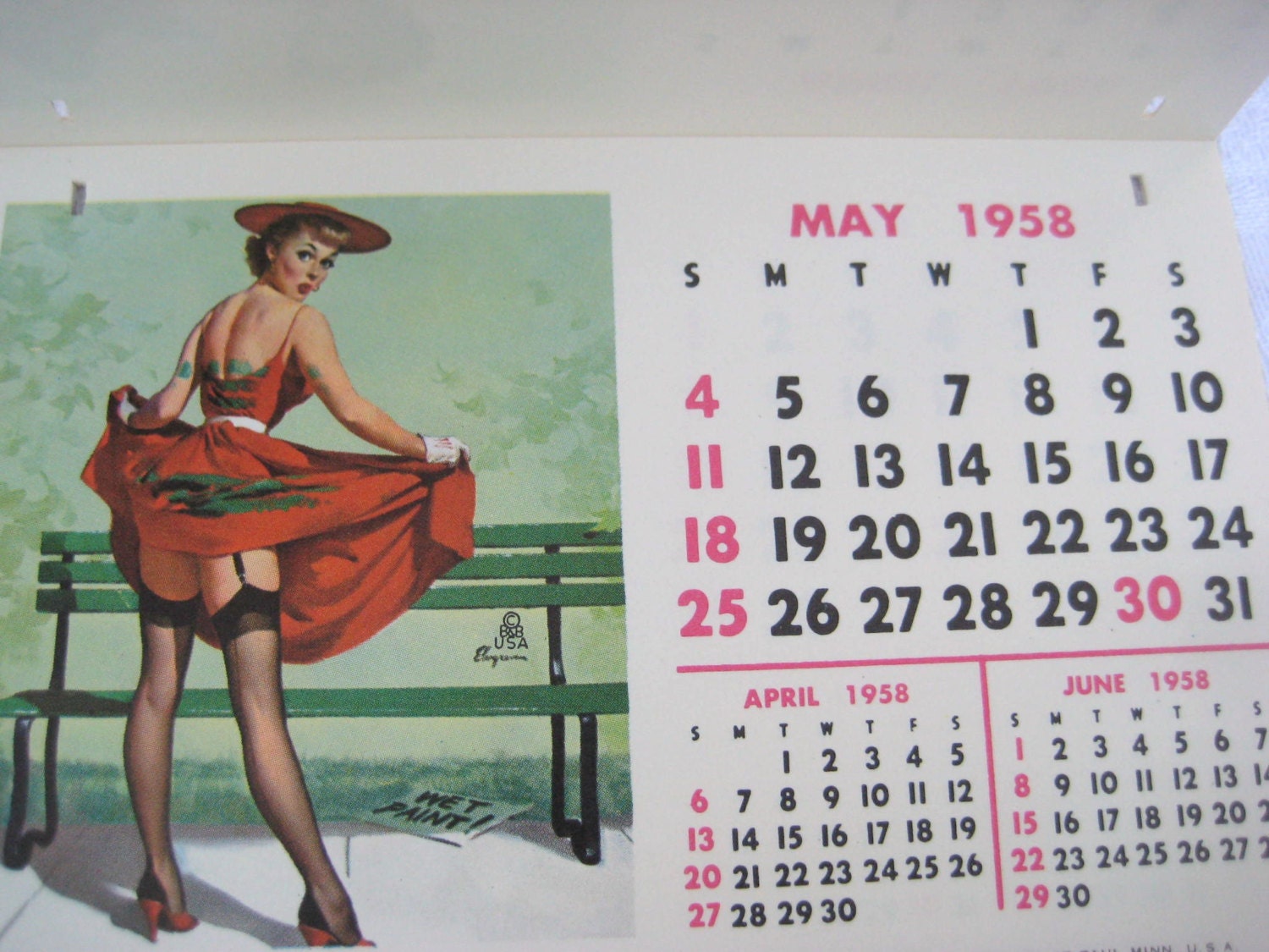 1958 Pin Up Girl Calendar Gil Elvgren 50s Pin Ups Desk