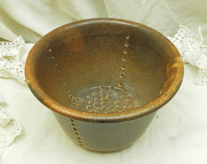 Large Antique French Glazed Ceramic Cheese Strainer / French Country Decor / Shabby Chic / Retro Vintage Home Interior / European / House Large Antique French Glazed Ceramic Cheese Strainer / French Country Decor / Shabby Chic / Retro Vintage Home Interior / European / House