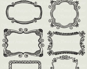 50% OFF Doodle Borders Digital Frames Tags Clip Art Clipart Doodle ...