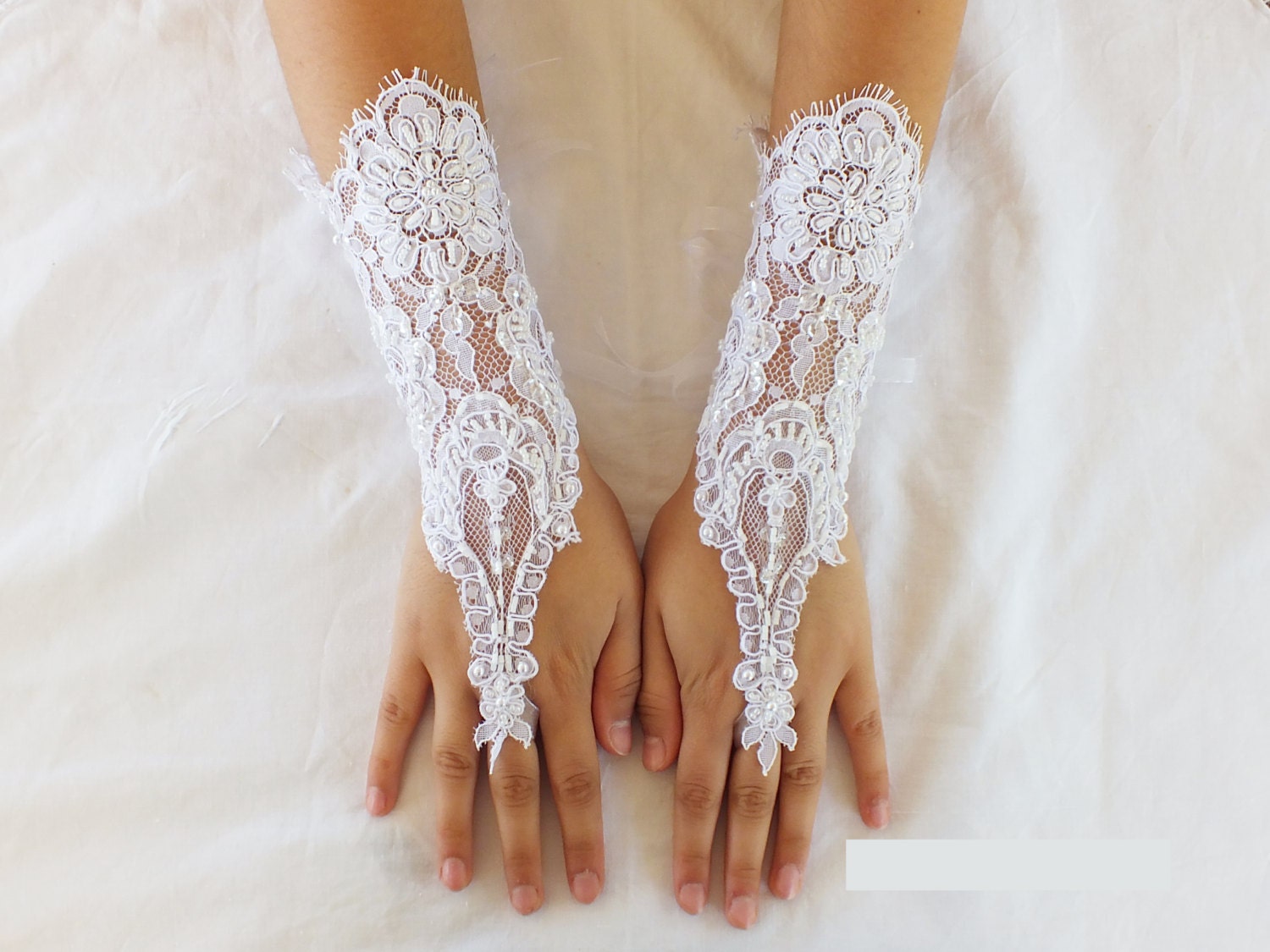 White wedding glove lace glove bridal glove Long by ByVIVIENN