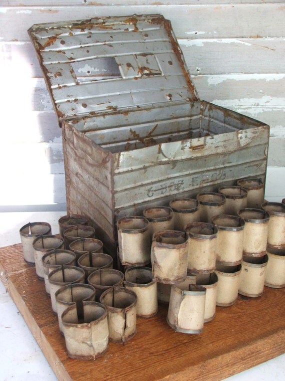 Vintage Egg metal Shipping Crate Rusty Galvanized Metal