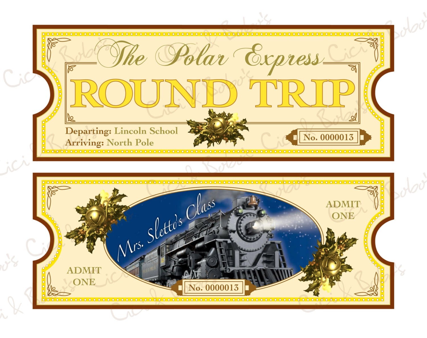 Polar Express Theme DIY Printable Ticket By Cici By CiciandBobos