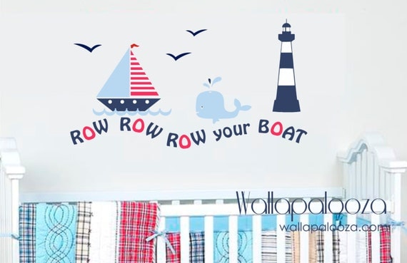 Wall Decal - Row your boat wall decal set - Sailing wall decal 