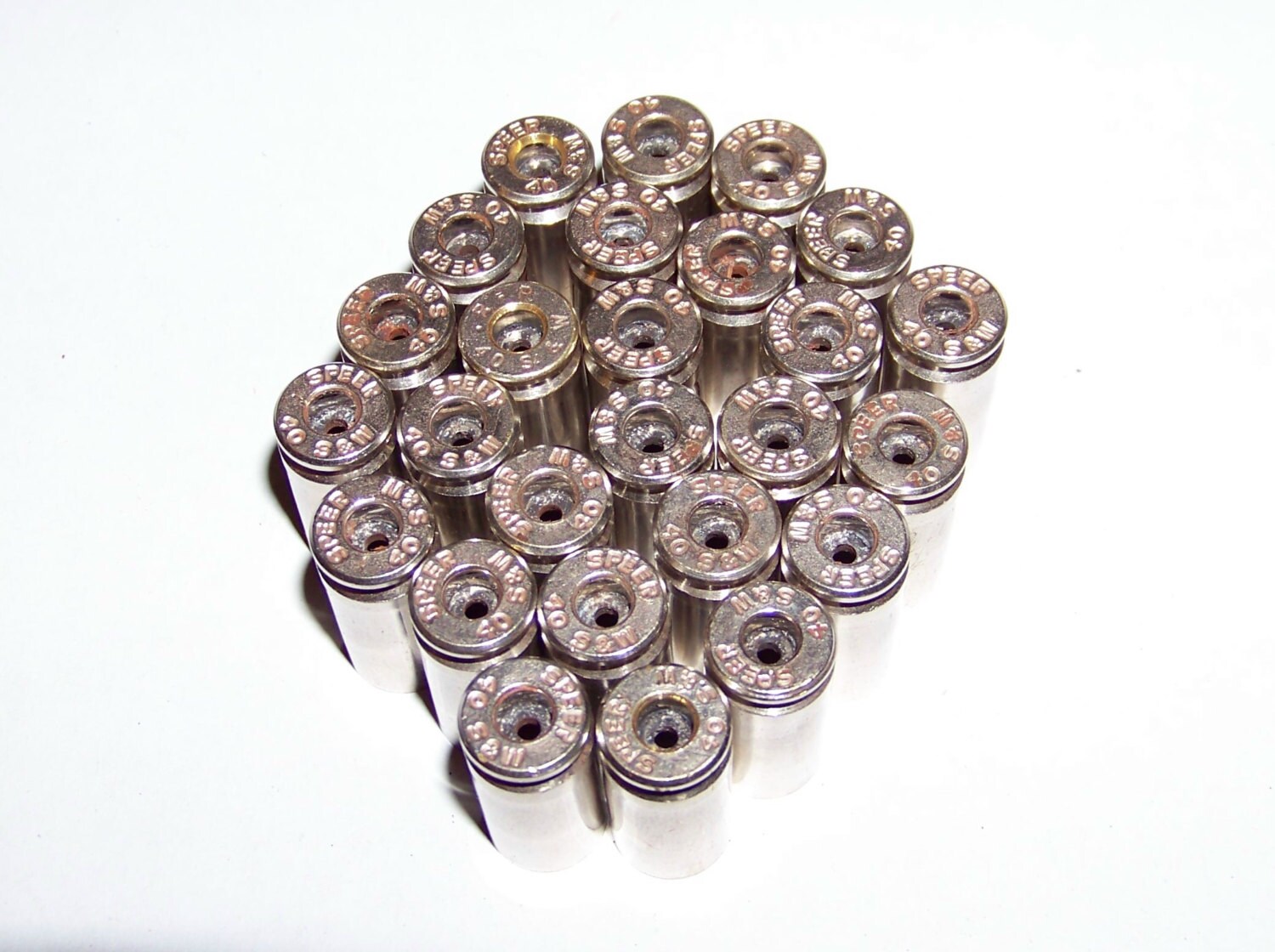 Nickel .40 Caliber Bullet Shell Casings MATCHING HEAD STAMPS