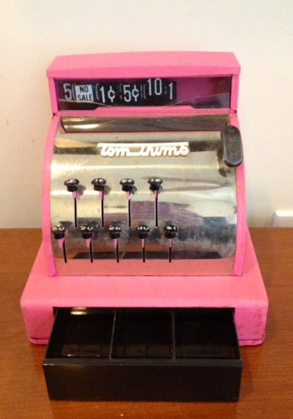 Vintage Toy Chrome Pink Cash Register