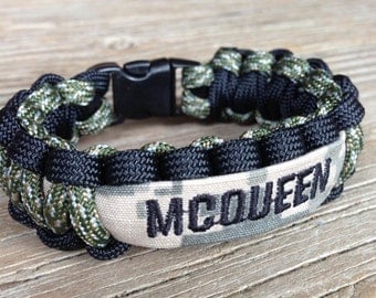 CUSTOM Paracord Bracelet with Name Tape / Army / Air Force / Marines