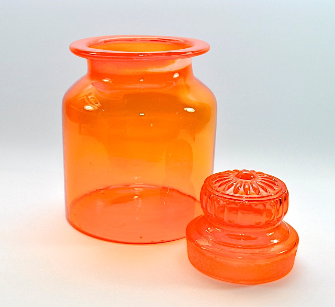 Beautiful Blown Glass Orange Jar Apothecary by DooleyFritzVintage