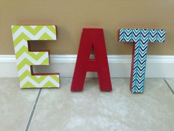 Colorful EAT Letters for Kitchen Decor by handmadebyhayman on Etsy