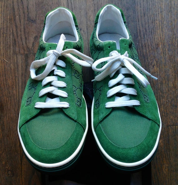 50% OFF THRU 2/7 Green Suede Vintage Gucci Sneakers Men's