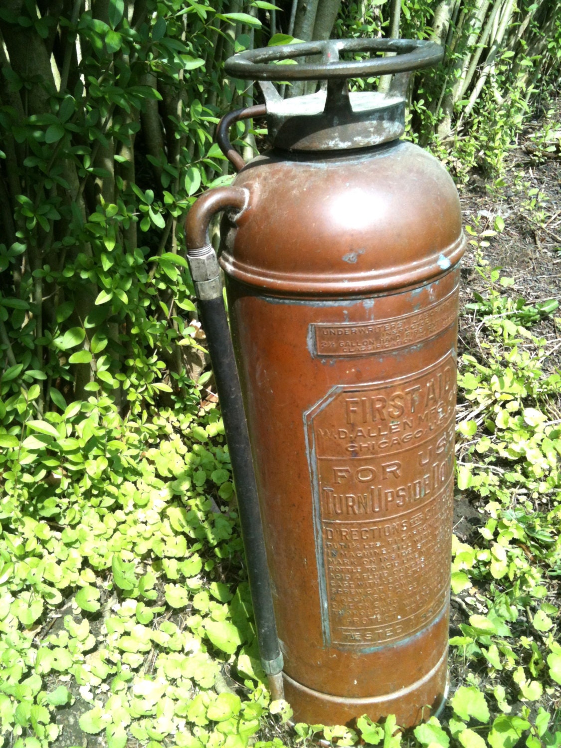 30 s w/grün Oxidation Kupfer-Feuerlöscher / M.D Allen Chicago