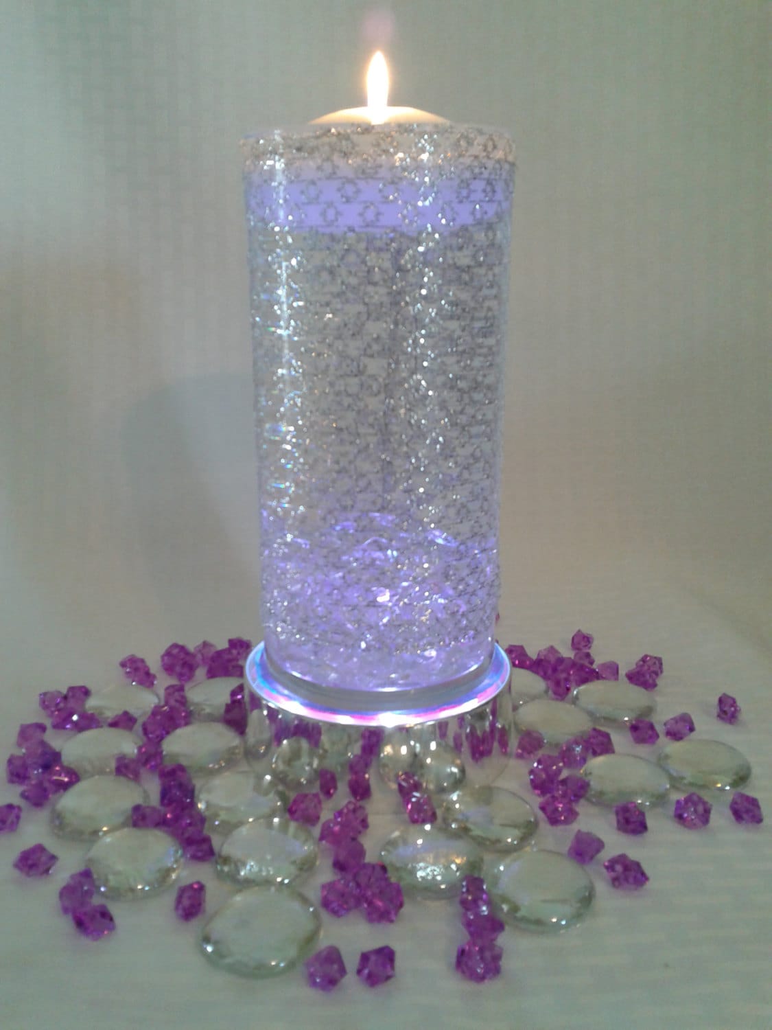 Tall cylinder candle vase with silver designed by WreathsByDiane