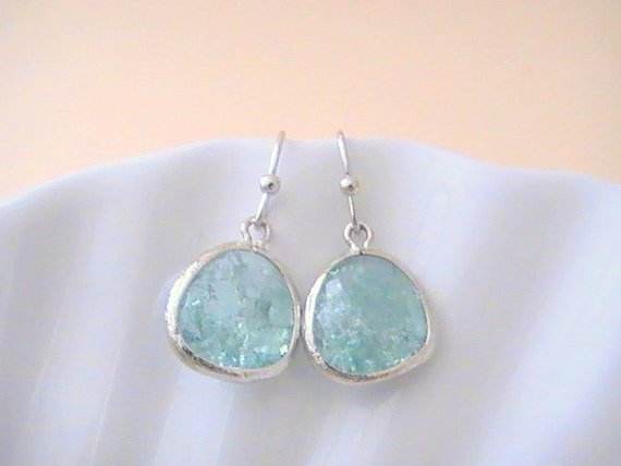 Mint Green Earrings Sparkling Earrings Crystal by Crystalshadow