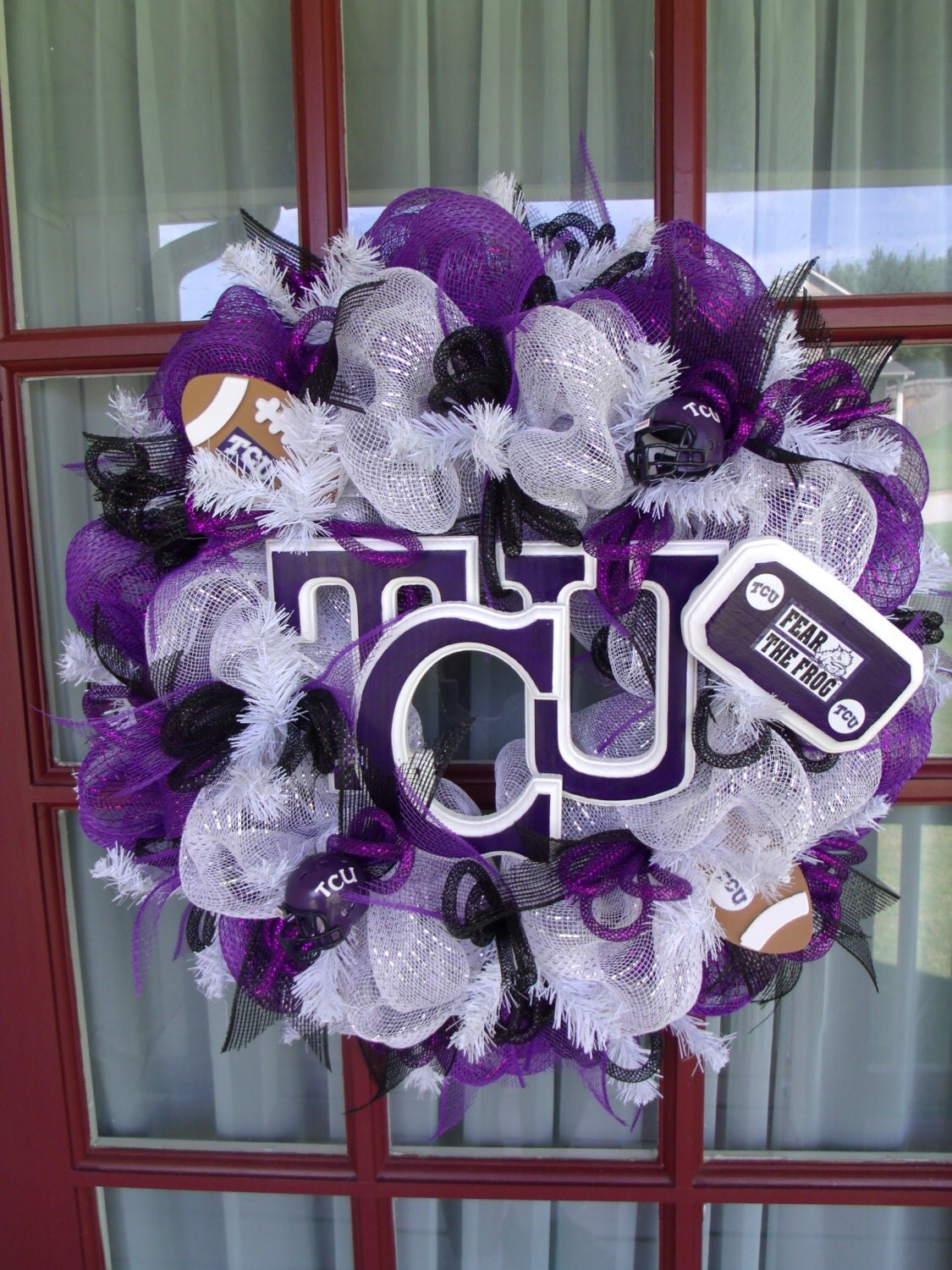 tcu horn frogs college football deco mesh door by tcu horn frogs college football deco mesh door by