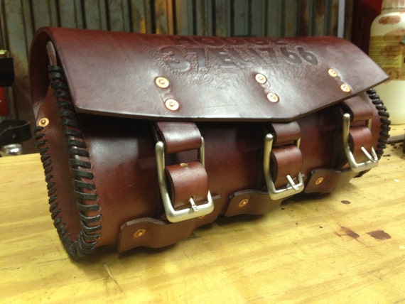 Motorcycle Bag Hand Tooled Made In USA Leather