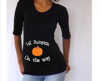 Maternity Halloween shirt " Lil pumpkin on the way" - maternity t-shirt, costume