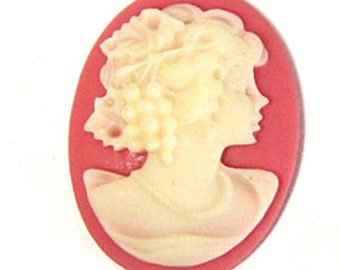 6 pcs of resin elegant lady cameo-RC0165-5-pink