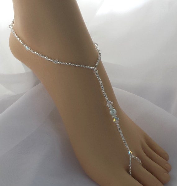 Crystal Bridal Barefoot Sandal Crystal Wedding Foot Jewelry