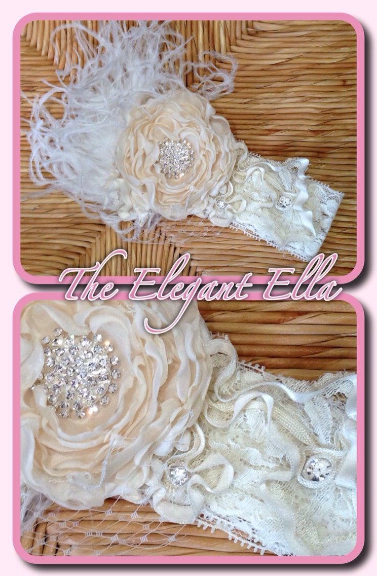 Ivory cabbage rose flower cluster headband by TheElegantElla