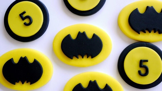 12 Edible Fondant Superhero Themed Batman Cupcake Toppers Il_570xn
