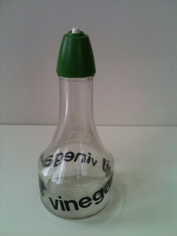 Vintage green vinegar decanter bottle