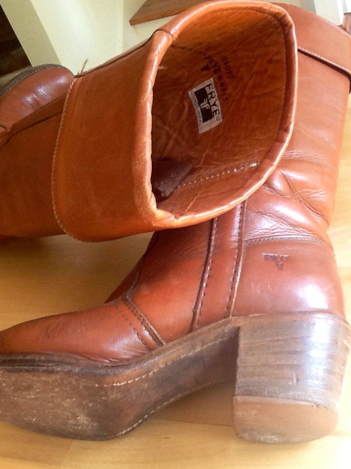 Vintage Cuffed Frye Campus Boots Size 7B 1970's Leather