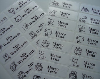 White labels, name labels, waterproof for school, sticker