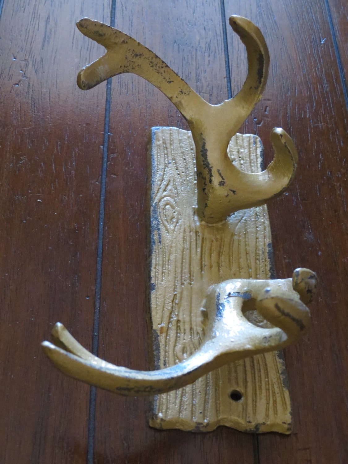 Cast Iron Antlers / Faux Wall Antlers Antique Gold / Wall Hook