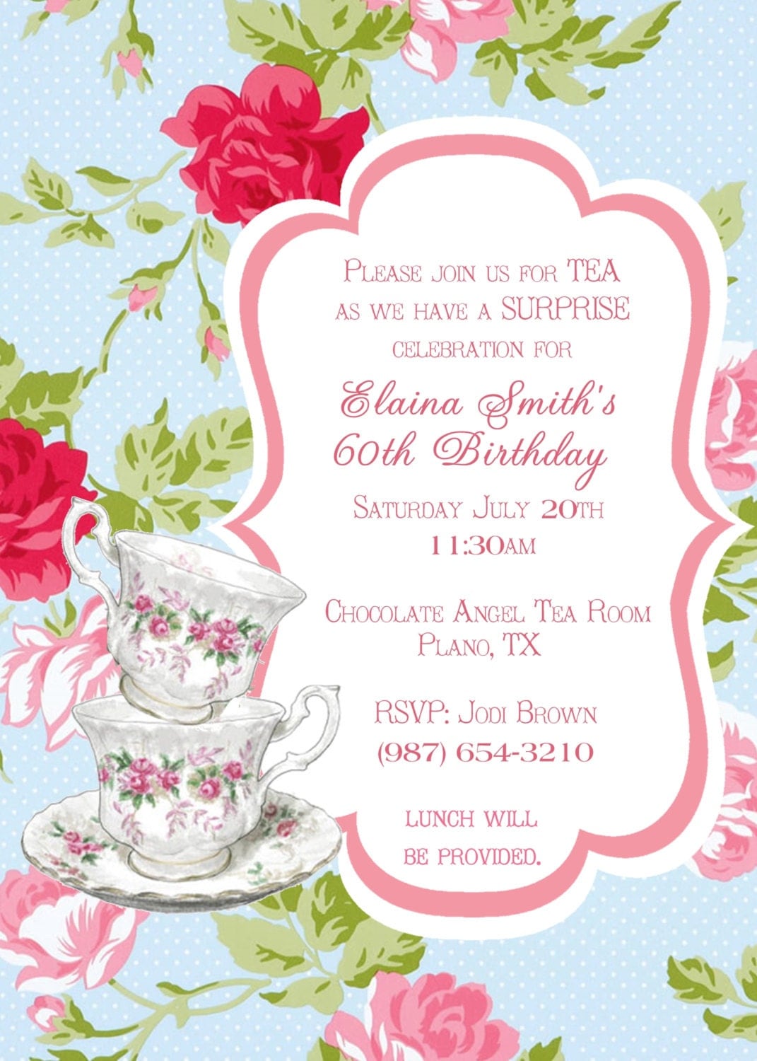 Tea Birthday Party Invitations 4