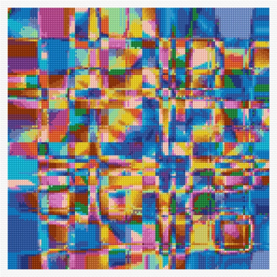 Breathtaking Blue Squares PDF Cross Stitch Pattern, Chart