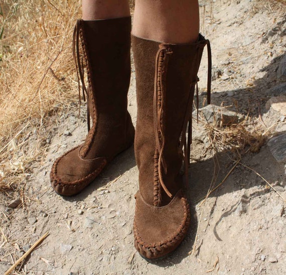 calf high moccasin boots