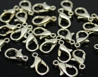 100 Pieces Silver Tone 12x6 mm Lobster Clasps-502