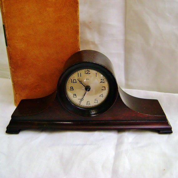 Antique New Haven Clock Company Miniature Tambour Mantle 8 Day