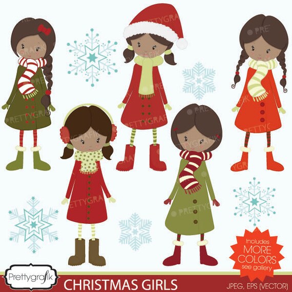 80% OFF SALE winter christmas girls clipart commercial use, vector graphics, digital clip art, digital images - CL562 Il_570xn