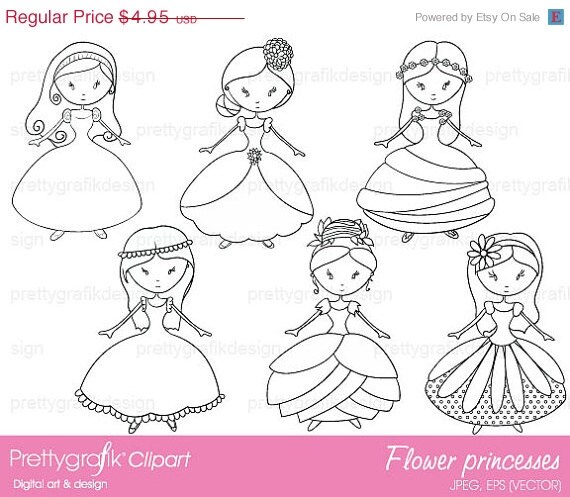 80% OFF SALE Royal princess digital stamp commercial use, vector graphics, digital stamp, digital images - DS356 Il_570xn