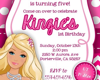 Popular items for barbie invitation on Etsy