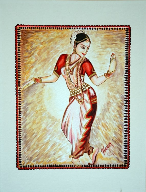 Dancing Painting Indian Classical Dance by sadashivarts on Etsy