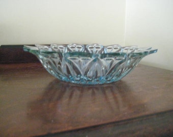 Blue Cut Glass Sunflower Bowl
