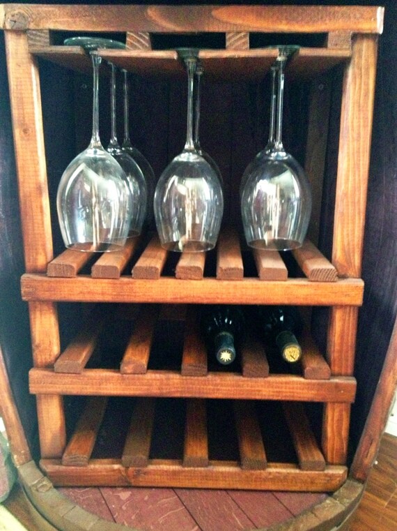 Wine Barrel with Wine and Glass Storage