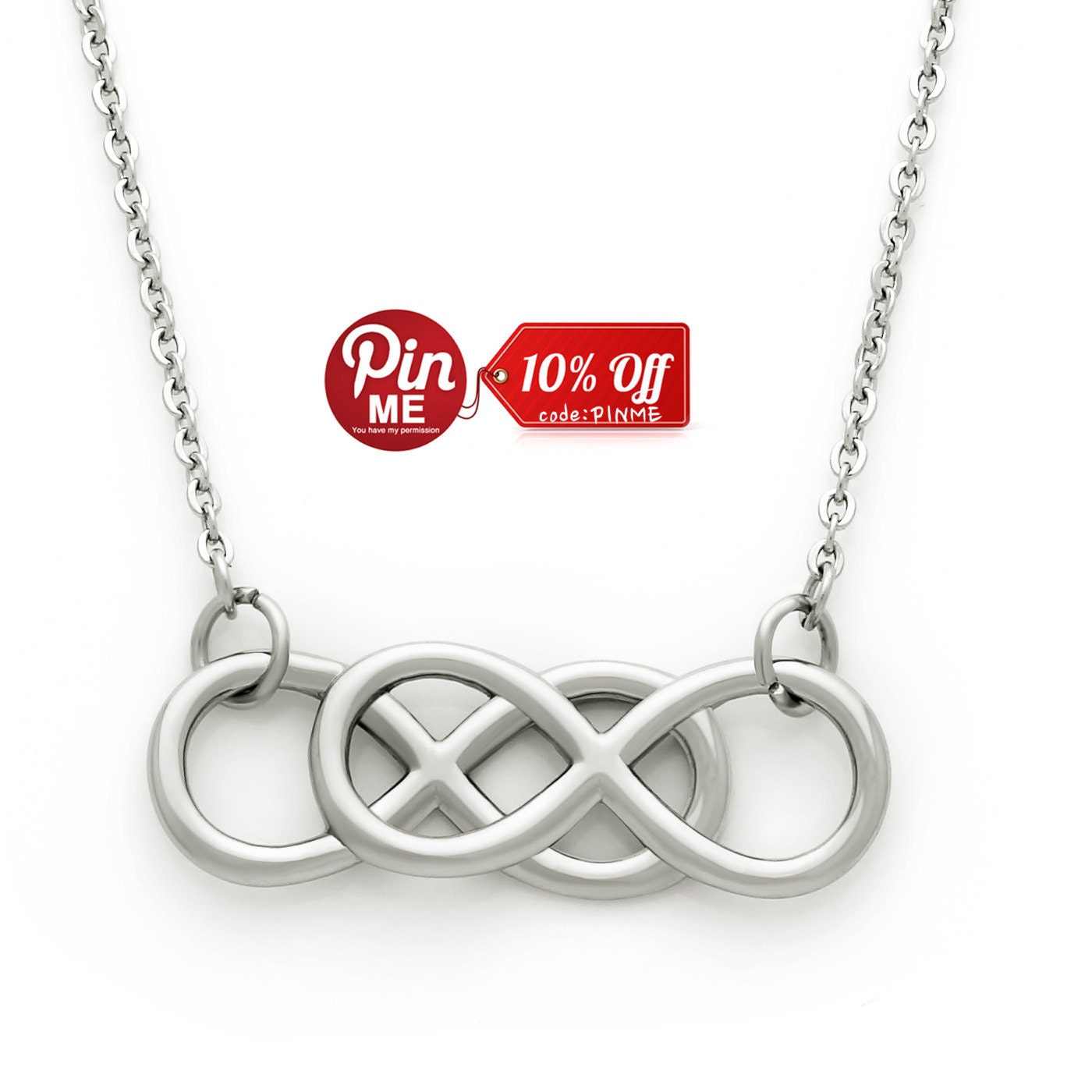 Medium Double Infinity Necklace Infinity Symbol Pendant by