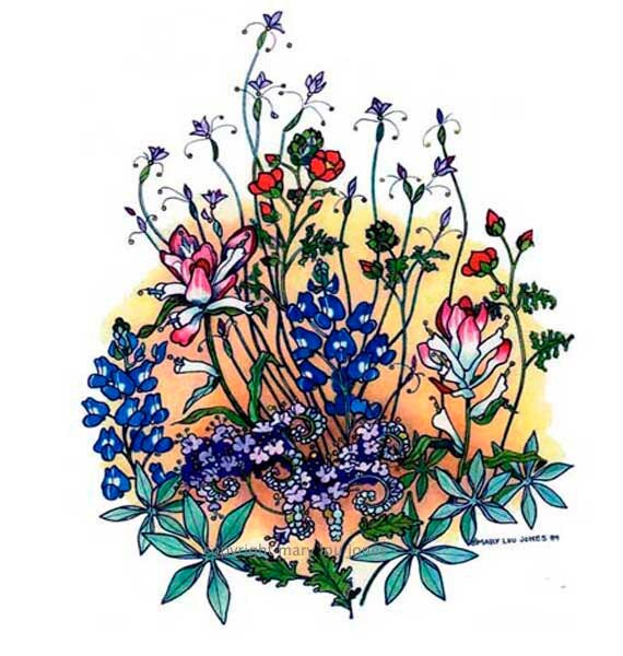 Texas Spring wildflower print floral botanical