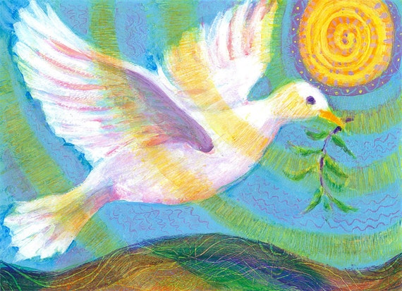 Items similar to Kids Wall Art Dove of Peace Art Print 10 x14 - Fun ...