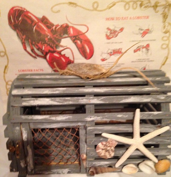 Lobster Trap table decoration painted simulated weathered gray