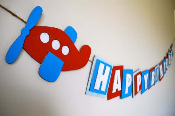 Airplane Happy Birthday Banner made from Recycled by AudrianaPaper