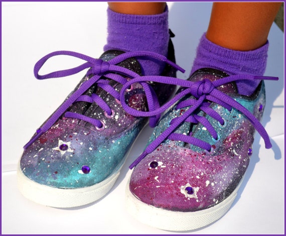 Girls Shoes, Girls Galaxy Shoes, Custom Painted Sneakers, DrWho Shoes ...