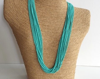 Turquoise necklace, teal, statement necklace, boho necklace, gift idea for women, multistrand, beaded necklace,aqua necklace,bridesmaid gift