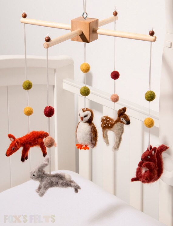 Items similar to Woodland Mobile, Felt Mobile, Baby crib Mobile
