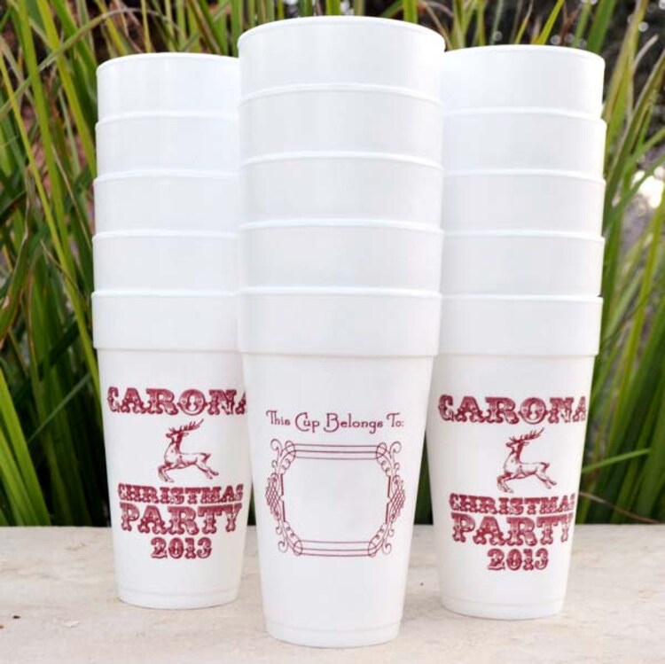 Personalized Holiday Party Cups Set of 100 by GraciousBridal