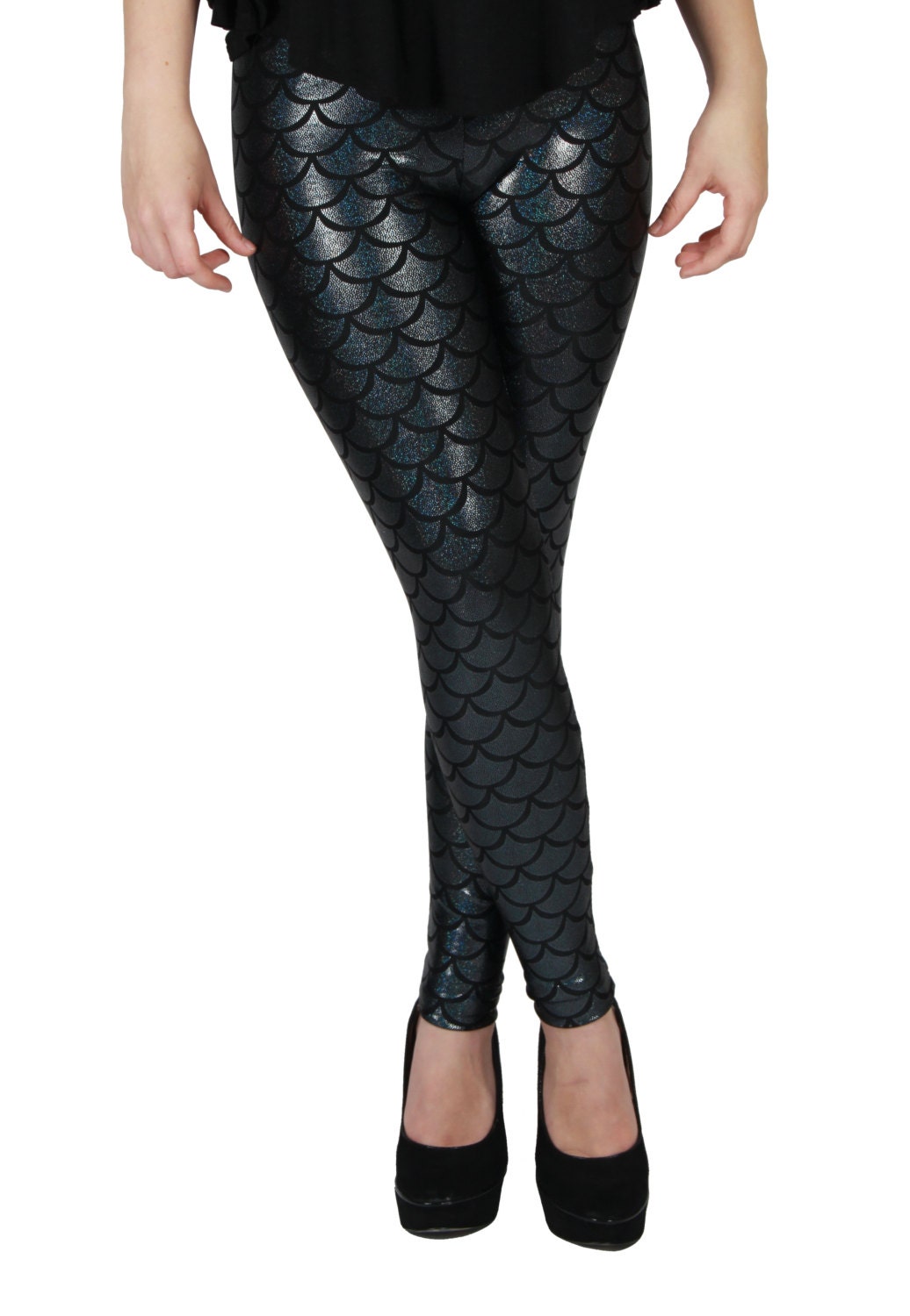 Black Mermaid Spandex Leggings by GpopClothing on Etsy